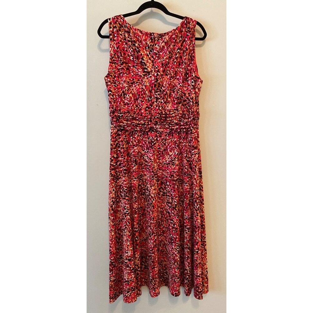 Dressbarn Dress Multicolored Pink Black Sleeveless Ruched Waist Size 16 - Picture 2 of 9